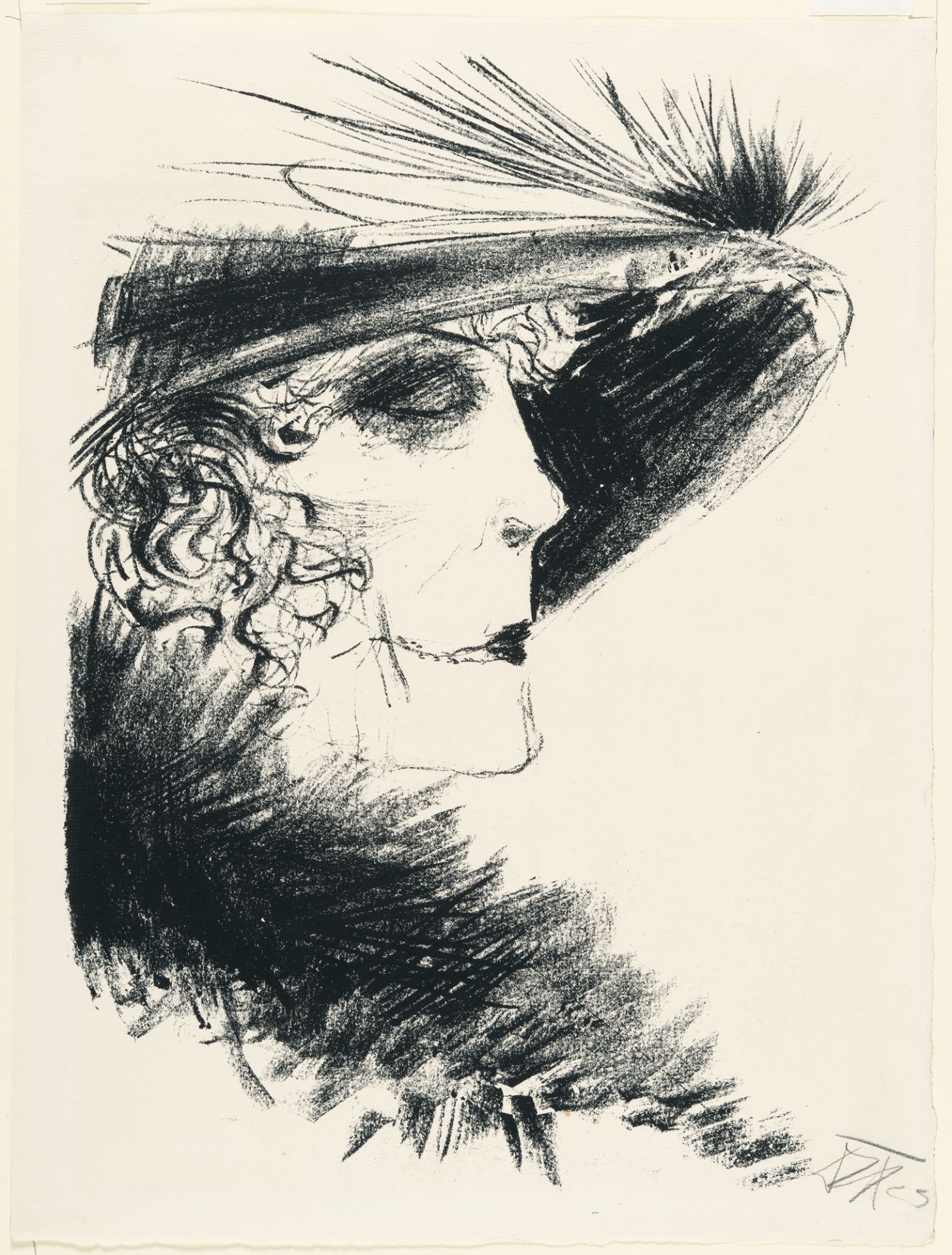 Otto Dix, Lady with a heron hat.Lithograph on laid paper. (19)22. Ca. 38 x 27.5 cm (sheet size ca. - Image 2 of 3