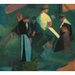 Reinhold Ewald, Cubist picnic.Oil on panel. (19)20. Ca. 140 x 150 cm. Signed and dated lower right.