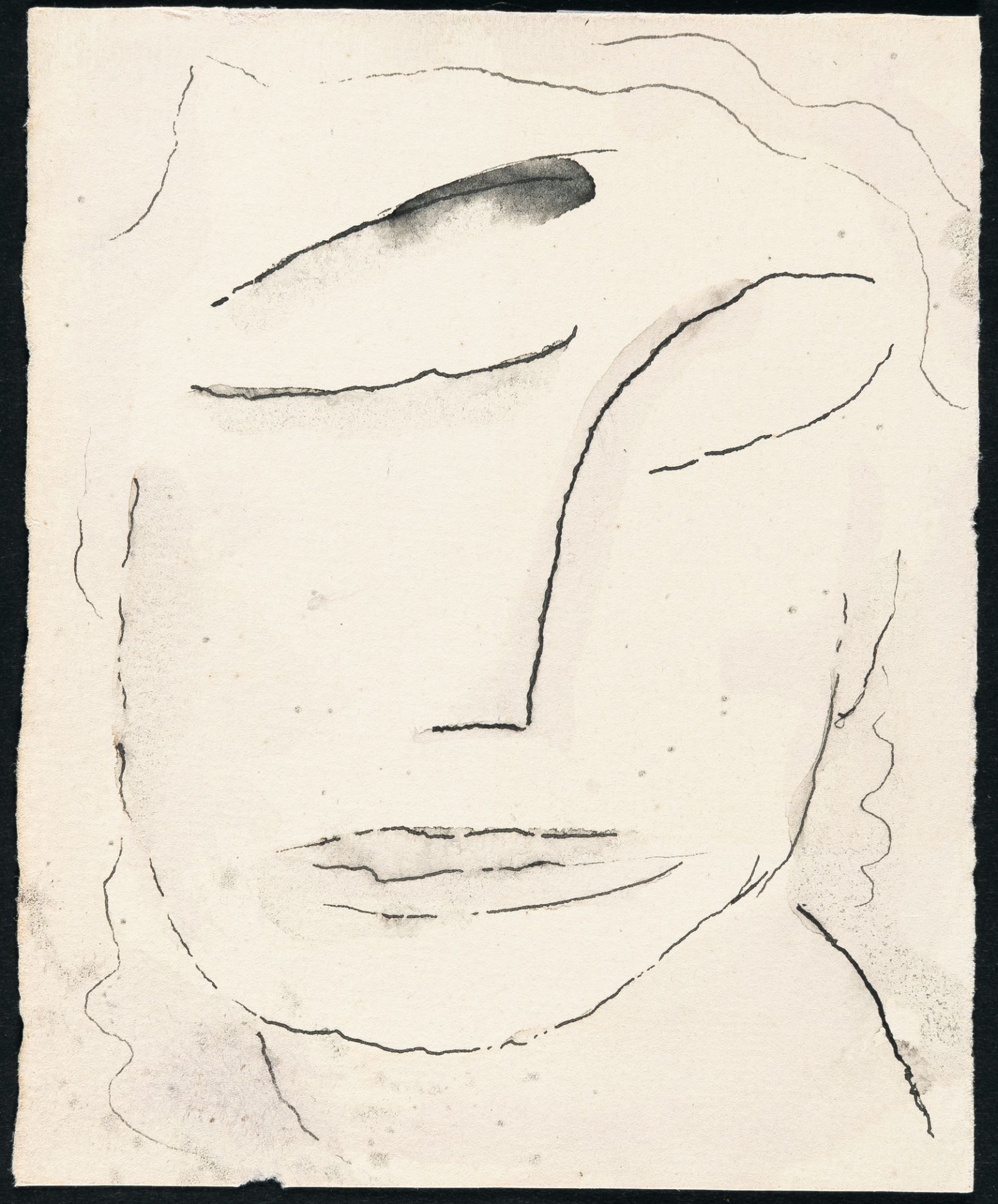 Alexej von Jawlensky, Untitled (Slightly inclined head with closed eyes).Ink on firm cream wove. ( - Image 2 of 5