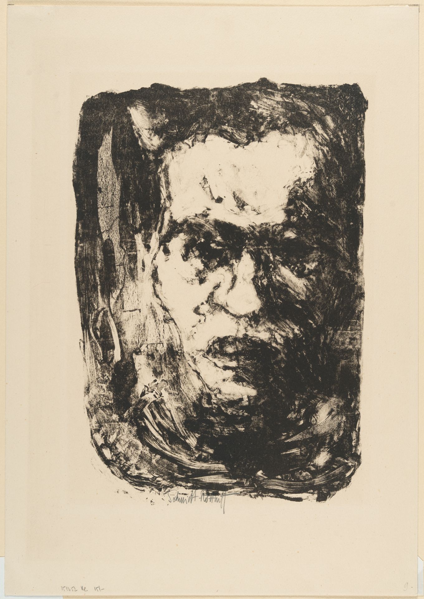 Karl Schmidt-Rottluff, Study (Self portrait).Lithograph on fine, cream cardboard. (1908). Ca. 32.5 x - Image 2 of 3