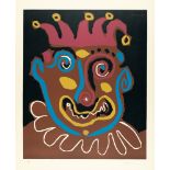 Pablo Picasso, Le Vieux Roi.Lino print in colours on cream wove by Arches. (1963). Ca. 64 x 53 cm (