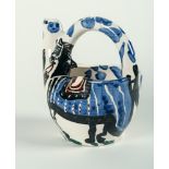 Pablo Picasso, Cavalier et cheval (Vase with handle).Ceramic jug, white mass with polychrome