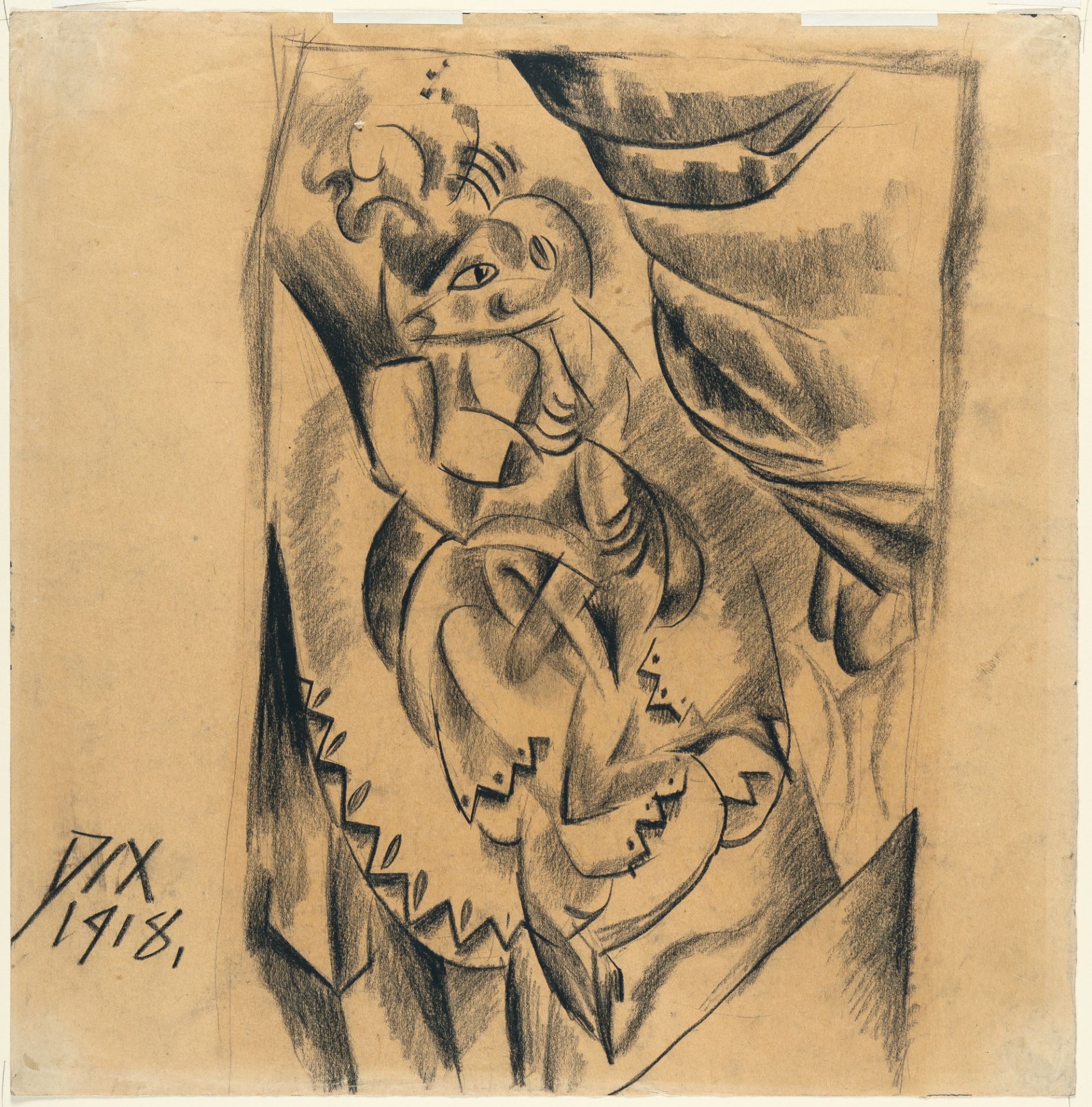 Otto Dix, „Die Hure“ (The whore (Love making)).Chalk on yellowish wove. 1918. Ca. 40 x 39 cm. Signed - Image 2 of 3