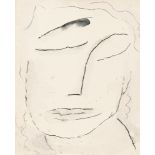 Alexej von Jawlensky, Untitled (Slightly inclined head with closed eyes).Ink on firm cream wove. (