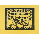 Erich Heckel, Kneeling nudes.Woodcut on yellow wove (double sheet). (1910). Ca. 30 x 40 cm (sheet