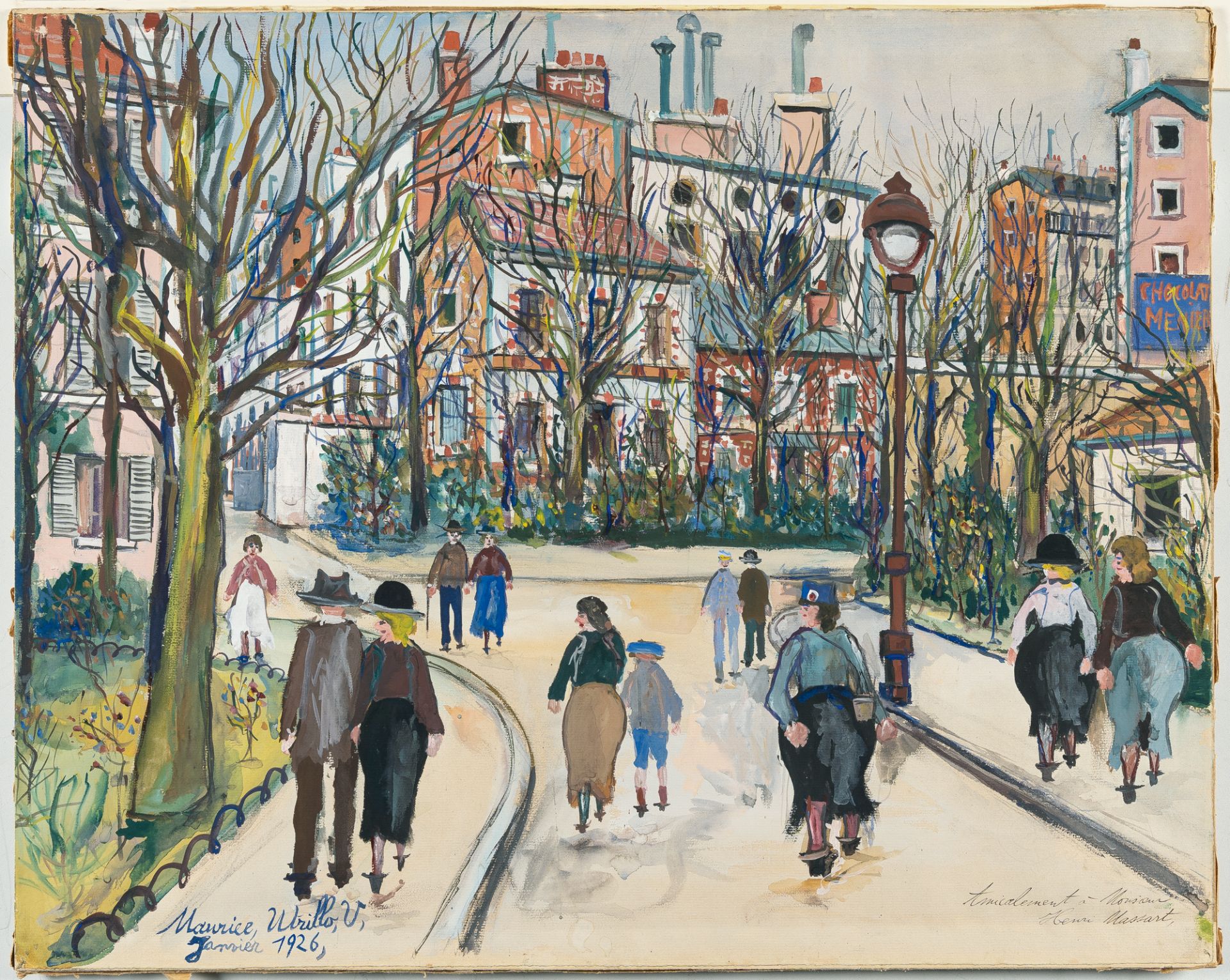 Maurice Utrillo, Rue à Montmartre.Gouache and watercolour on laid paper, the edges laid down on - Image 2 of 4