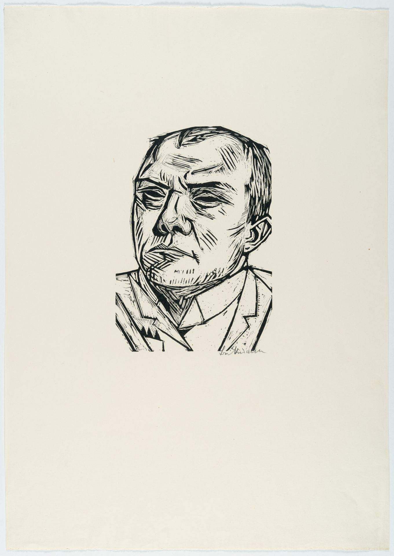 Max Beckmann, Self portrait.Woodcut on cream machine-made laid paper. (1922). Ca. 22 x 15.5 cm ( - Image 2 of 3