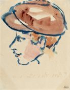 Emil Nolde (1867 Nolde - Seebüll 1956) – Kopf eines Jungen mit Kappe (im Profil)