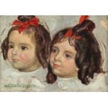 Maurice Denis, Portrait sketch of the sisters Bibiane and Alice de La Laurencie.Oil on cardboard. (