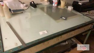 4 foot by 4 foot light table and contents