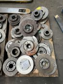 2: Pallets of Assorted Brake Disc Samples, including Discs for Triumph, Jaguar, Ford Models and