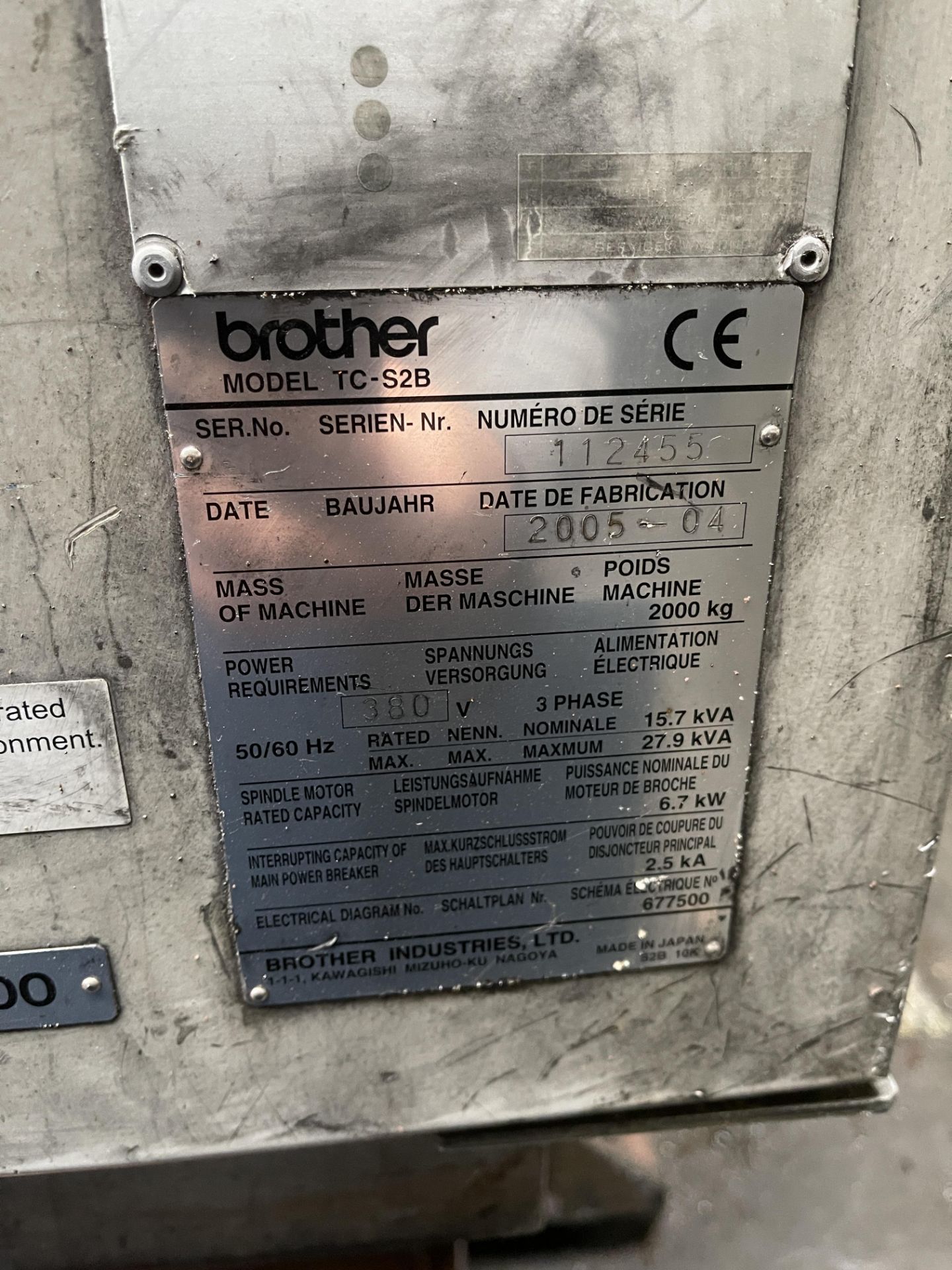 Brother TC-S2B CNC Vertical Machining Centre, Serial No. 112455 (04/2005) - Image 11 of 14
