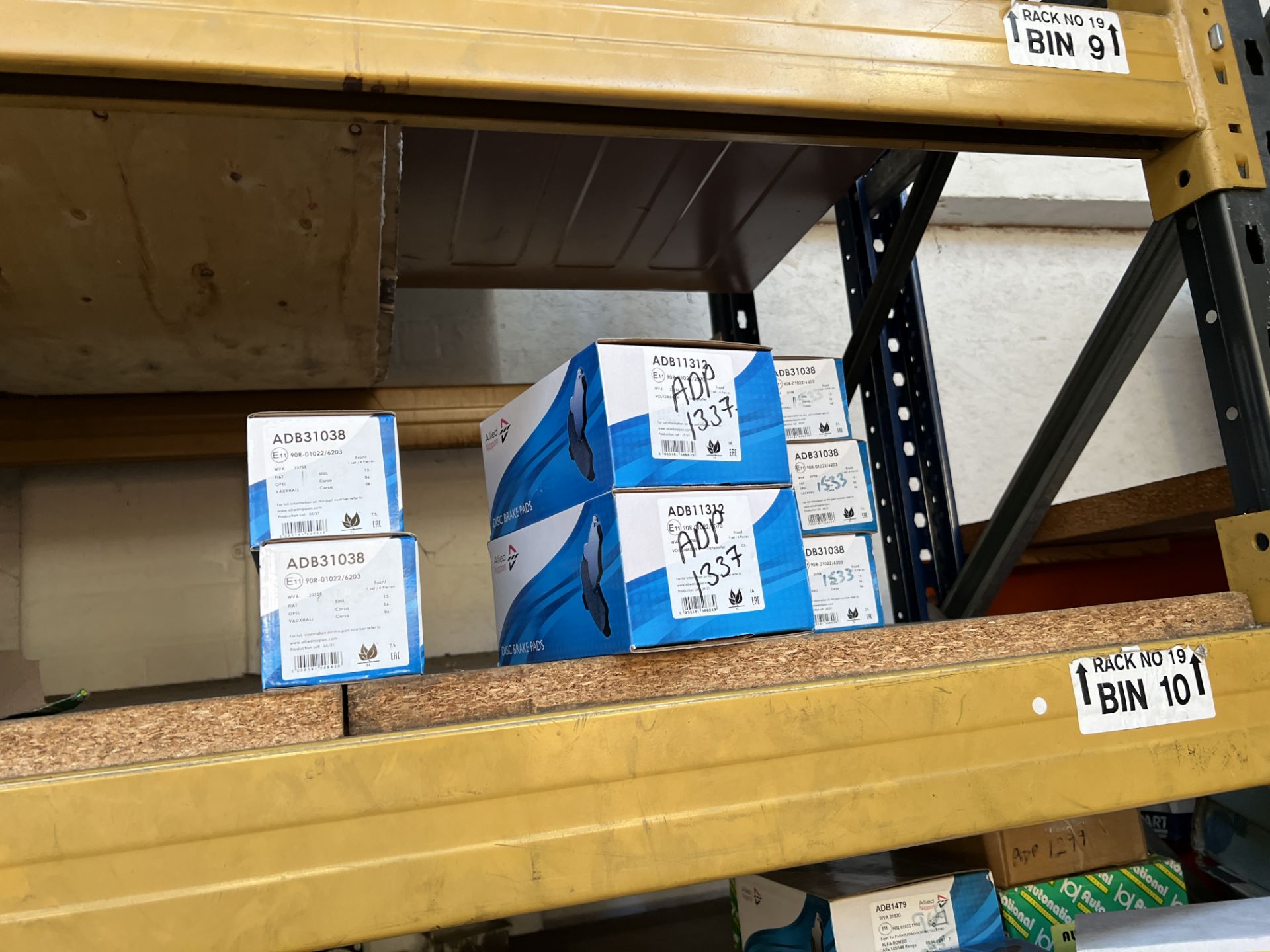 Large Quantity of Brake Pads situated on 3 Bays of Pallet Racking. Brands Include Allied Nippon, - Image 13 of 17