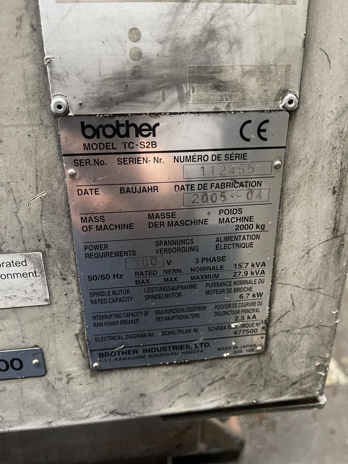 Brother TC-S2B CNC Vertical Machining Centre, Serial No. 112455 (04/2005) - Image 10 of 14