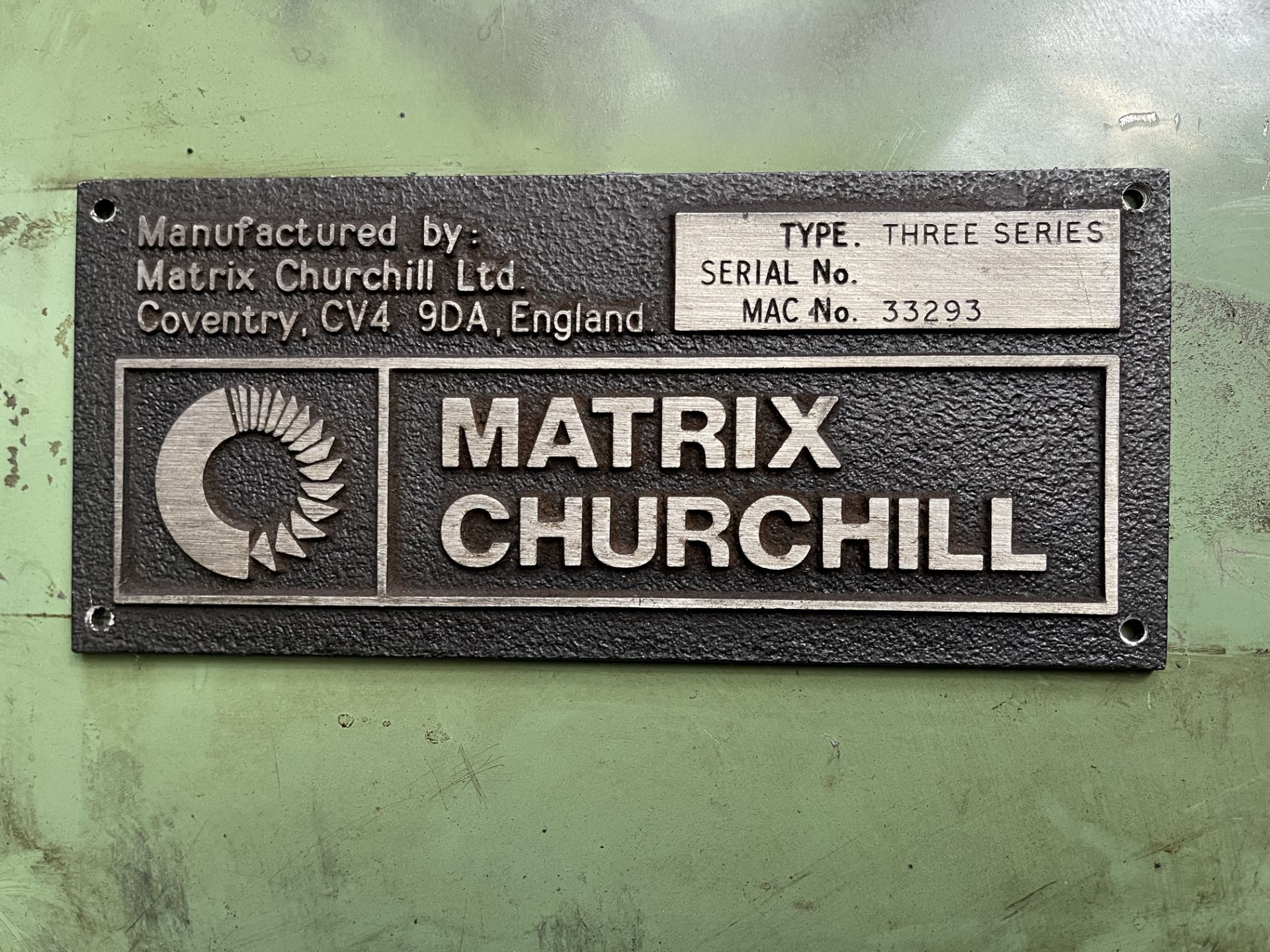 Matrix Churchill Type Three Series CNC Lathe. Serial No. MAC No. 33293 - Image 13 of 19