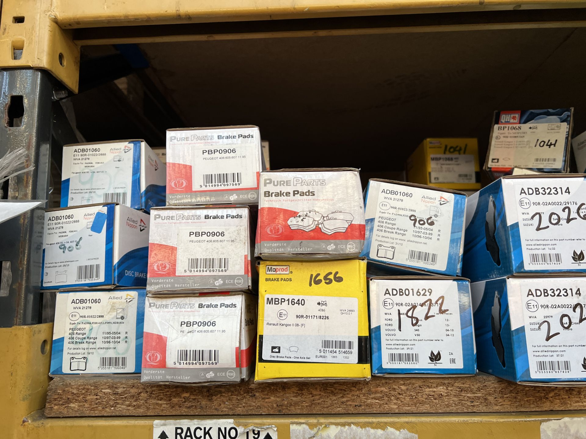 Large Quantity of Brake Pads situated on 3 Bays of Pallet Racking. Brands Include Allied Nippon, - Image 8 of 17