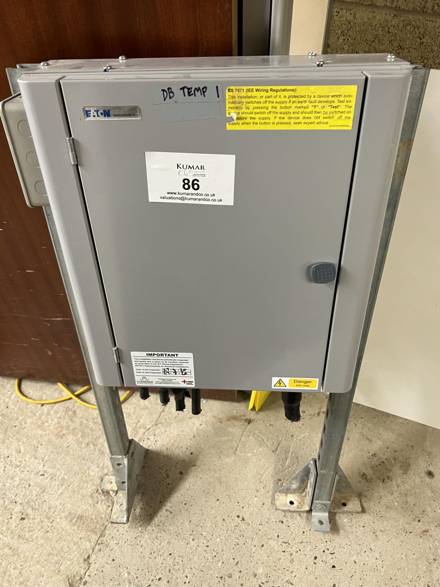 Eaton Menshield 3 250A Electrical Distribution Box On Heavy Duty Bolted Stand as Shown