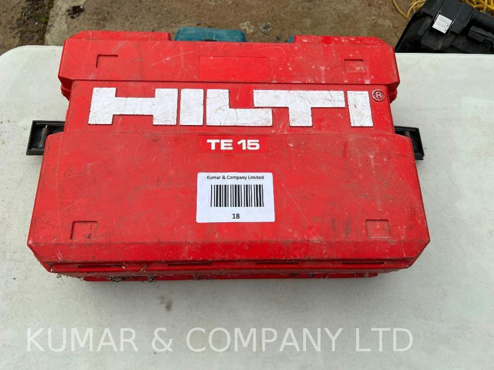 Hilti TE15 Rotary Hammer Drill in Case with Various Attachments as Shown. Serial No: 0021934 PLEASE