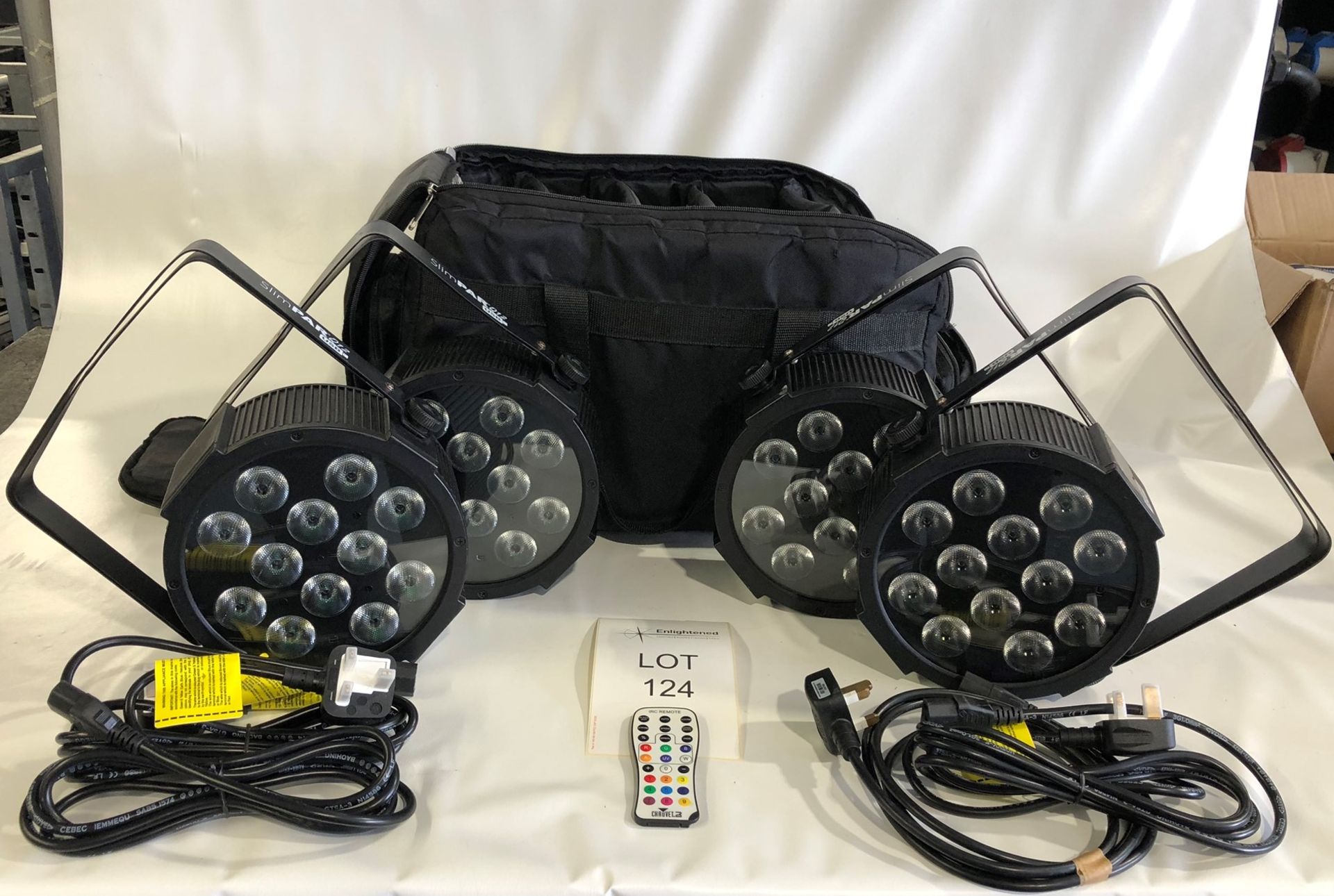 Kit of 4 Chauvet Slim Par Quad 12 USB Condition: Ex-Hire 4 Slim par Quad 12 USB units supplied with,