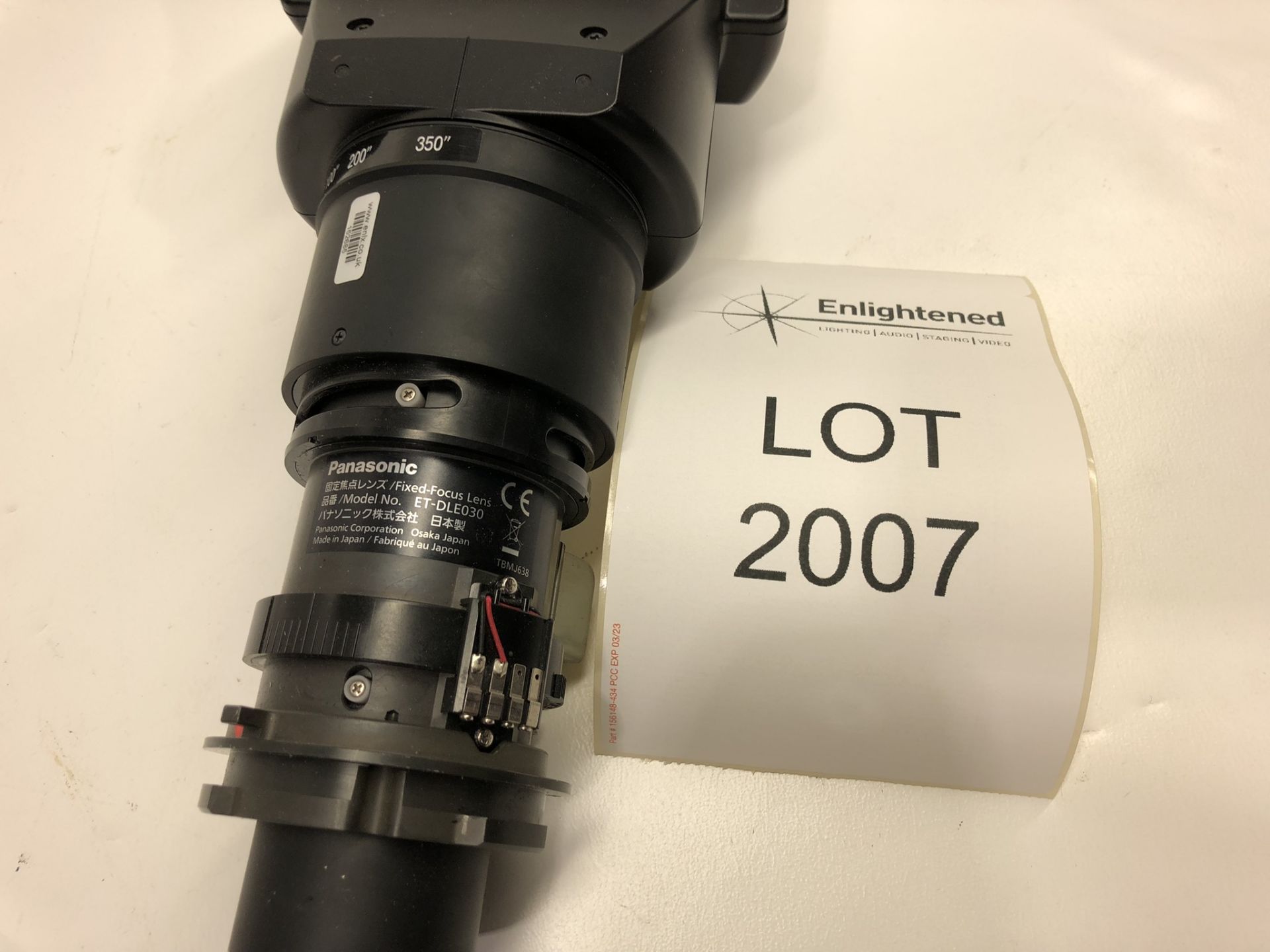 Panasonic DLE030 lens 0.38:1 for use with Panasonic DLP projectors Condition: Ex-Hire Lots located - Image 2 of 4