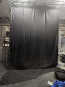 6x4m black drape with cut hole Condition: Damaged 4m x 6m Black wool serge drape. The drape has ties