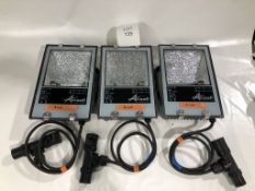 3x 150W MBI Discharge Power Floods with Blue lamps Condition: Ex-Hire Set of 3x 150w Power Floods