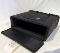 3U Padded bag rack case Condition: Ex-Hire Upgraded with additional M6 rack strip at the rear of the