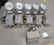 Teclumen punto 575w outdoor spot light - 5 units + parts Condition: Ex-Hire 5 x 575W Outdoor