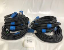 16a HO7 cable: 10x 10m Condition: Ex-Hire Set of 10m 16a Cable 1.5mm HO7 with blue connectors Lots