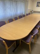1: Long Boardroom Table with Approc: 13 Fabric-Seated Chairs