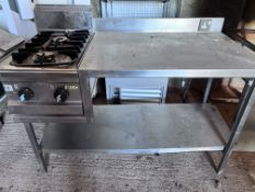 Stainless Steel Table - Size H-87cm x W-136cm x D-70cm with Gas Stove - Please note this Lot is