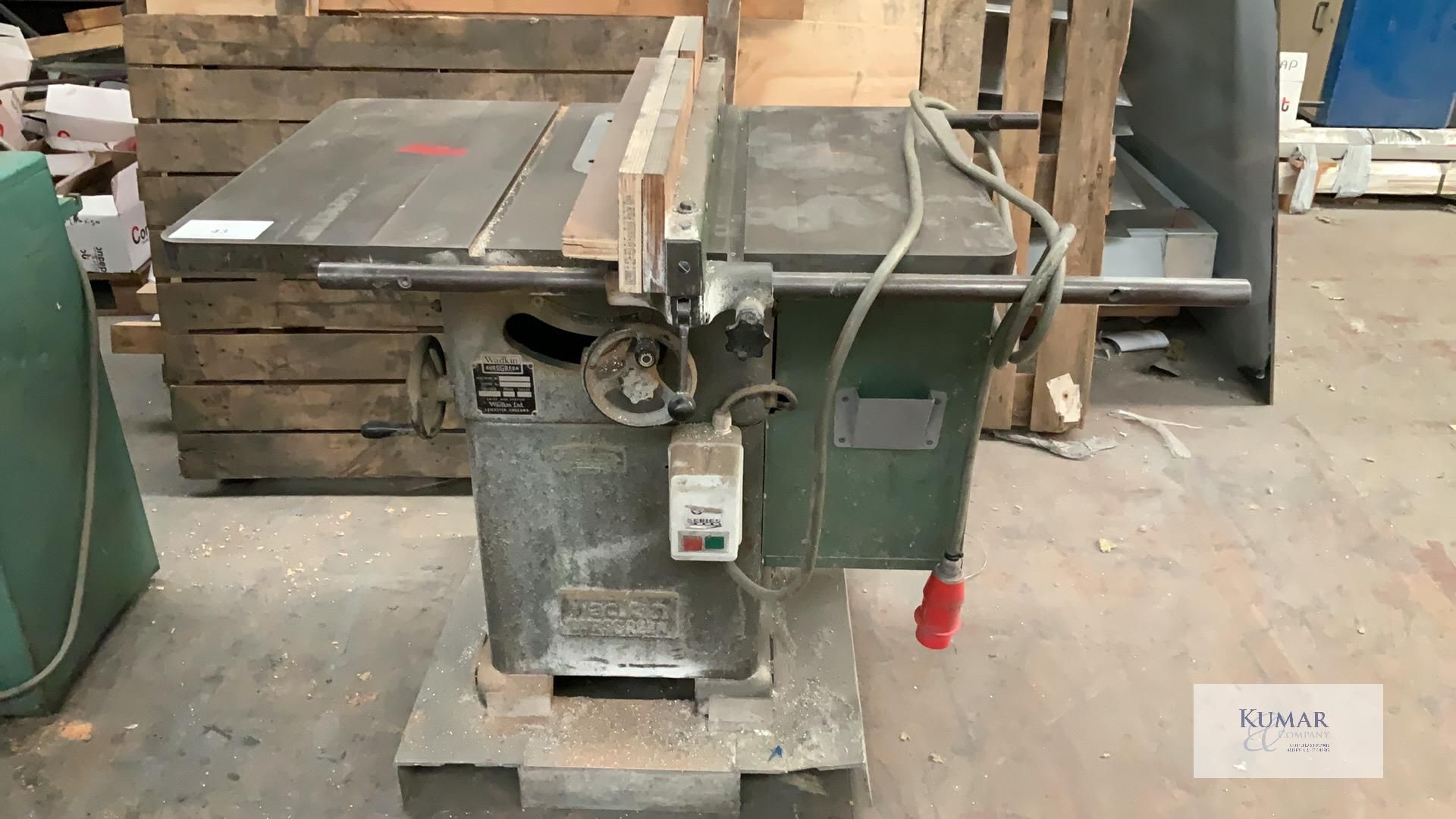 Wadkin Bursgreen 3 Phase Table Saw, Machine No: 10AGS 607070. Located at Unit 1 Walsall WS2 8AU.