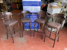 Set of 4: Dark Oak Style High Back Bar Chairs. Located at Unit 1 Walsall WS2 8AU. Collection to be