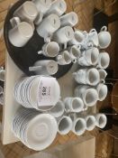 48x White Cappuccino Glasses with 34x Saucers, 11x White Latte Cups, 13x Espresso Cups and 10x Tea
