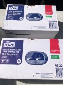 2 x Tork Smartone Twin Mini toilet roll dispenser- Black Still in box- never used Compatible with