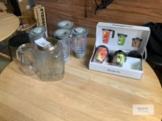 Glass Dispenser, Glass Jug, 4: Blender Jugs, 2: Magimix Containers. Please Note - This lot is
