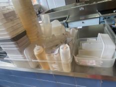 Quantity of Plasticware Includes Sauce Bottles and Tabs. Please Note - This lot is located at