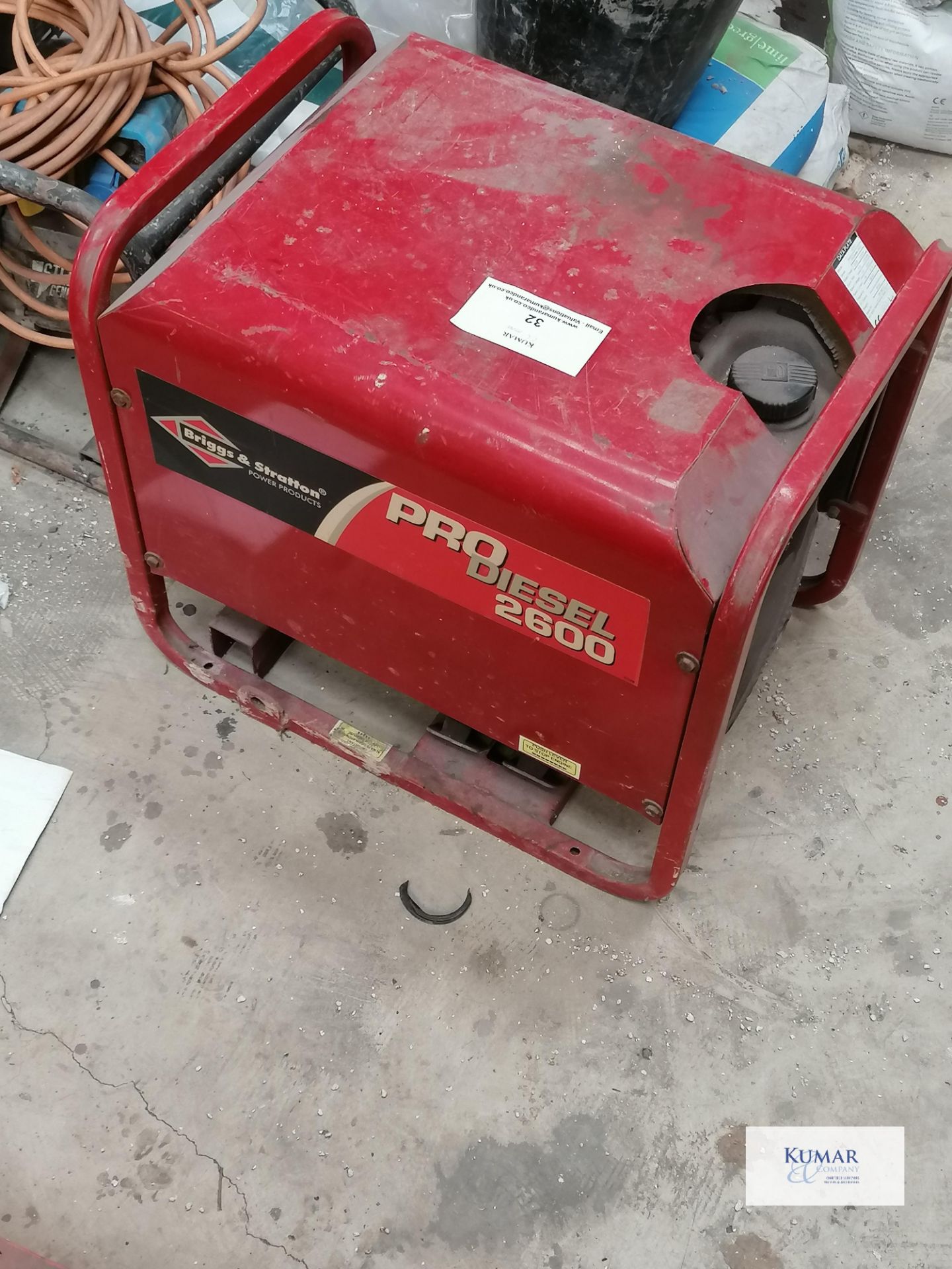 Briggs & Stratton Model 1873-0, Series Pro Diesel 2600, Rated Power 2100 - 2600 W, Serial No. 091340 - Image 3 of 4