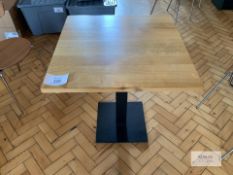 Satelliet - UK Cast Iron Flat Square Table Base Fitted with Oak Table Top - Table Dimensions - 700mm