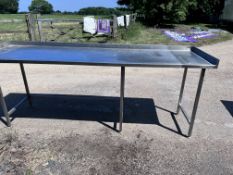 Stainless Steel Table - Size H-92cm x W-260cm x D-77cm - Please note this Lot is located at Hyde