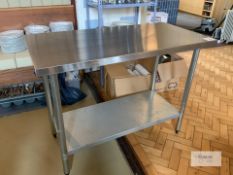 Twin Tier Stainless Steel Table - Dimensions - K - 1.20m x W - 0.6 m x H - 0.90 m. Please Note -