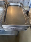 Approximately 22 Large Size Gastro Norm Pans in both Stainless Steel and Plastic. Please Note - This
