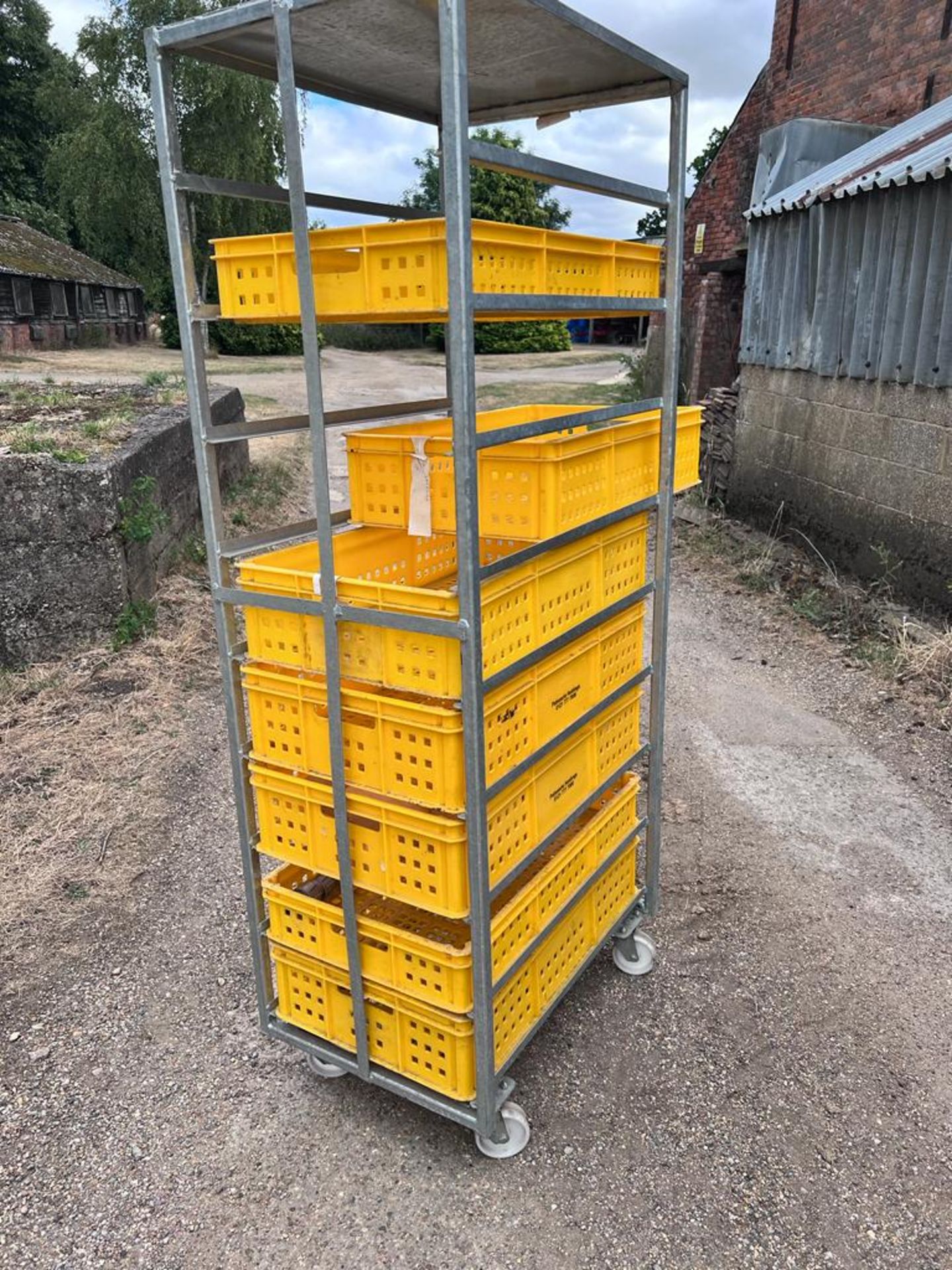 Wheeled 9-Slot Bread Tray Frame with Yellow Plastic Bakery Boxes - Please note this Lot is located - Image 3 of 4