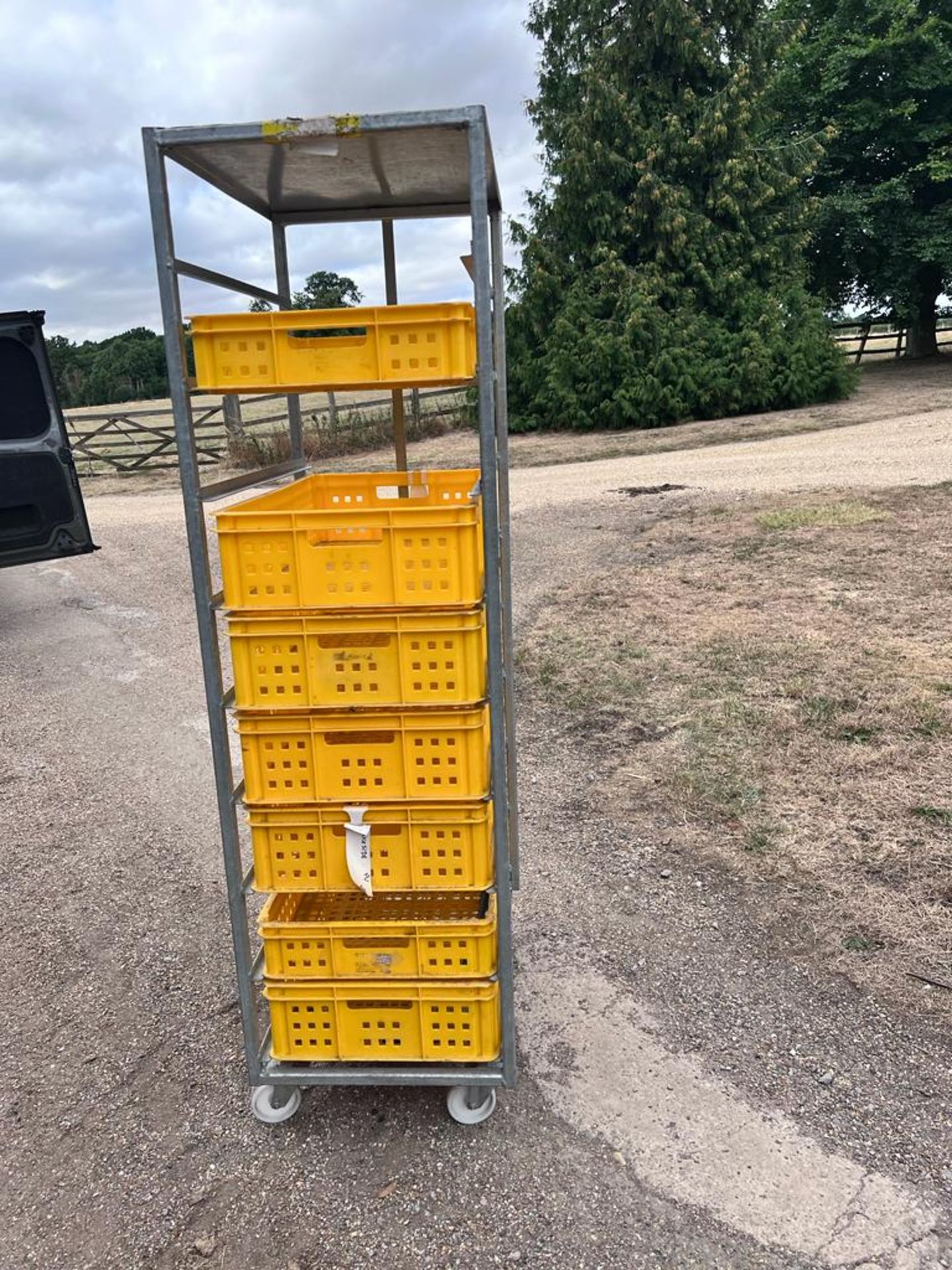 Wheeled 9-Slot Bread Tray Frame with Yellow Plastic Bakery Boxes - Please note this Lot is located - Image 4 of 4