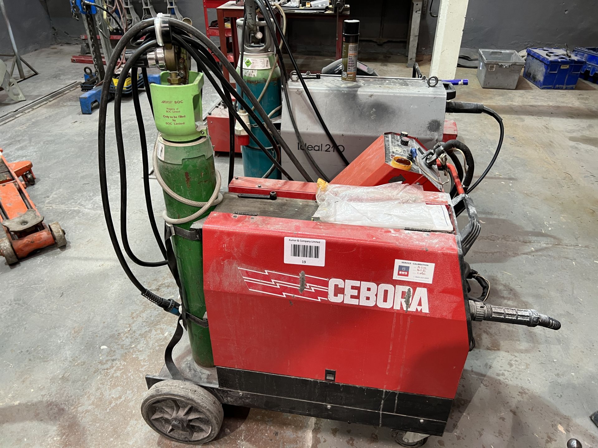 Cebora MIG 2525/M 576 Bravor Synergic Wheeled Mig Welder, Serial No: 60974-1. Please Note: The Gas