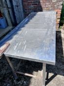 Stainless Steel Table - Size H-93cm x W-220cm x D-60cm - Please note this Lot is located at Hyde