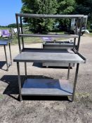 Stainless Steel Table - Size H-96cm x W-100cm x D-90cm with Top Shelf - Please note this Lot is