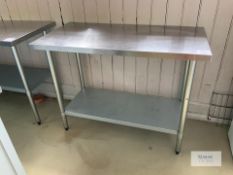 Twin Tier Stainless Steel Table - Dimensions - K - 1.20m x W - 0.6 m x H - 0.90 m. Please Note -