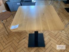 Satelliet - UK Cast Iron Flat Square Table Base Fitted with Oak Table Top with Curved Edges -