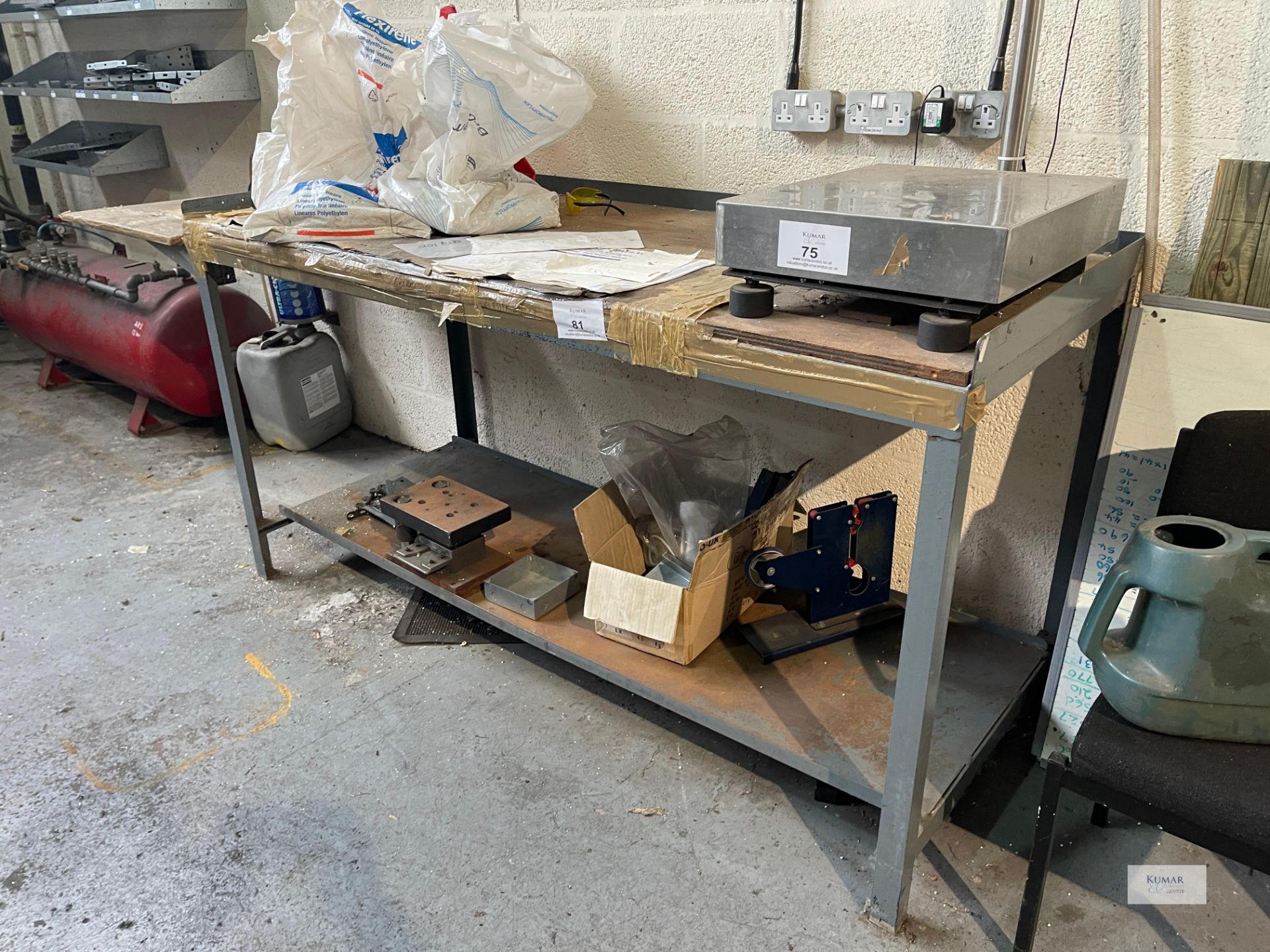 Welded Mild Steel Work Bench with Side Shelf, with Lower Shelf - Dimensions L - 1.84m x W - 0.78m (